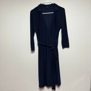 Nic + Zoe Black V Neck Wrap Dress Long Sleeve Medium Women